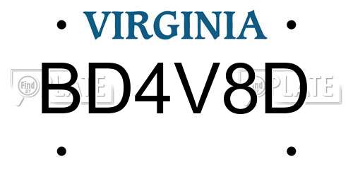BD4V8D Virginia License Plate