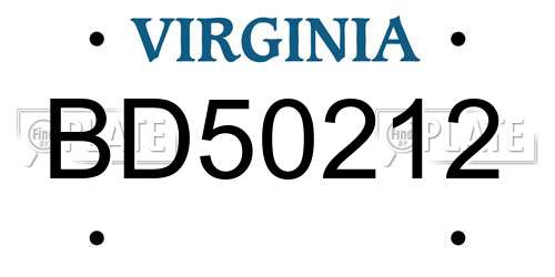BD50212 Virginia License Plate