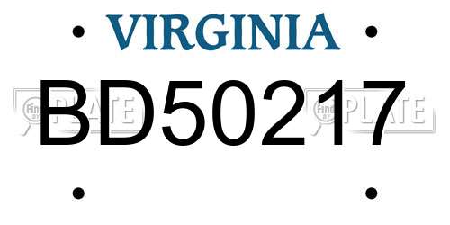 BD50217 Virginia License Plate