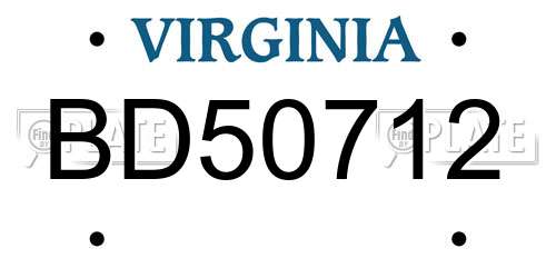 BD50712 Virginia License Plate