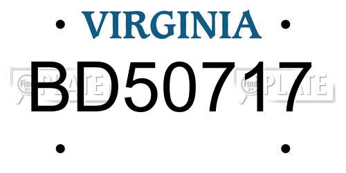 BD50717 Virginia License Plate
