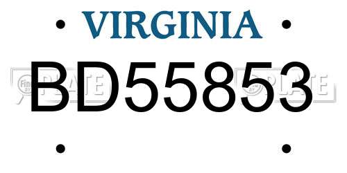 BD55853 Virginia License Plate