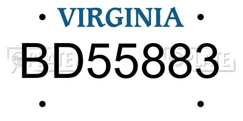 BD55883 Virginia License Plate