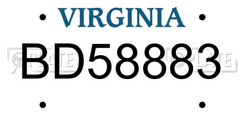 BD58883 Virginia License Plate