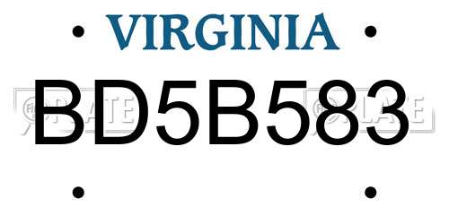 BD5B583 Virginia License Plate