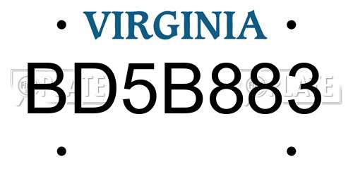 BD5B883 Virginia License Plate