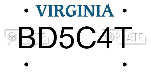 BD5C4T Virginia License Plate