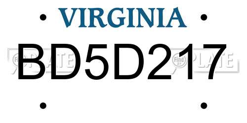 BD5D217 Virginia License Plate