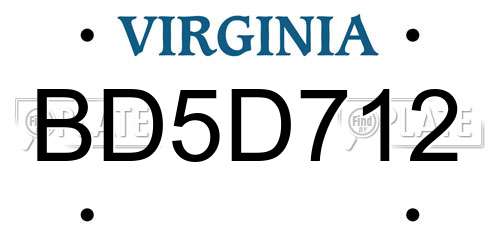 BD5D712 Virginia License Plate