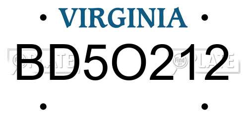 BD5O212 Virginia License Plate