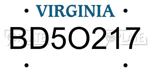 BD5O217 Virginia License Plate
