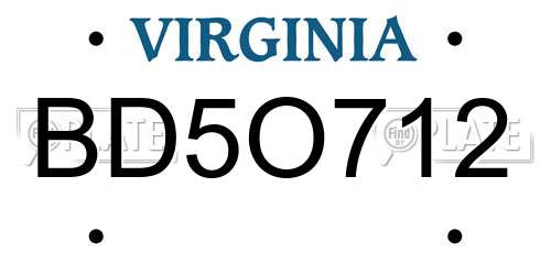 BD5O712 Virginia License Plate