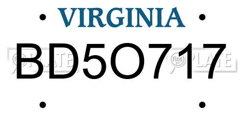 BD5O717 Virginia License Plate