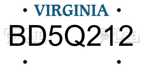 BD5Q212 Virginia License Plate