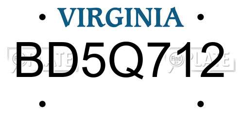 BD5Q712 Virginia License Plate