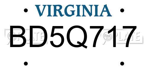 BD5Q717 Virginia License Plate