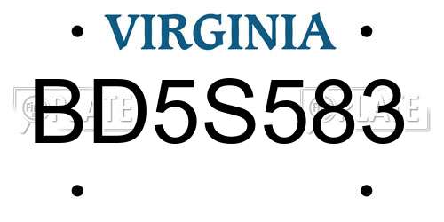 BD5S583 Virginia License Plate
