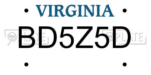 BD5Z5D Virginia License Plate