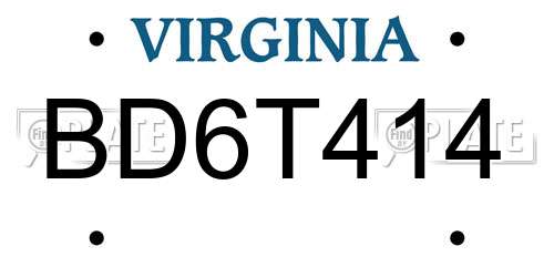 BD6T414 Virginia License Plate