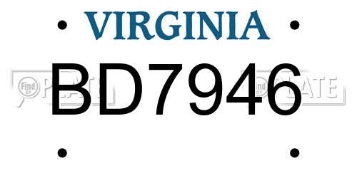 BD7946 Virginia License Plate