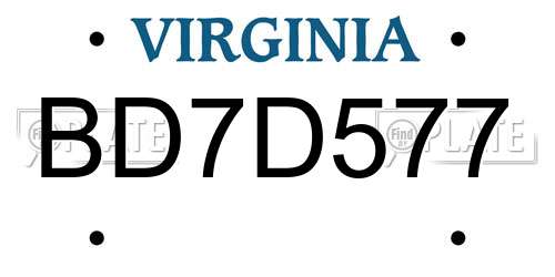 BD7D577 Virginia License Plate