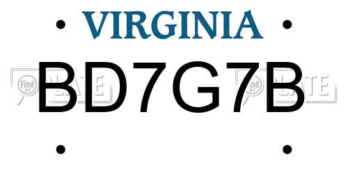 BD7G7B Virginia License Plate