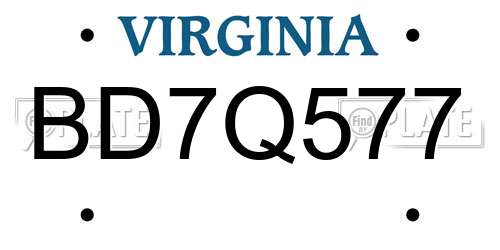 BD7Q577 Virginia License Plate