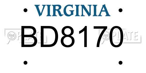 BD8170 Virginia License Plate