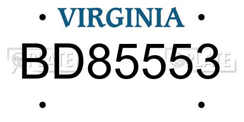 BD85553 Virginia License Plate