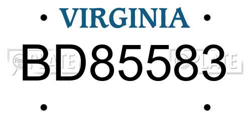 BD85583 Virginia License Plate