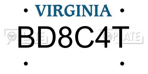BD8C4T Virginia License Plate