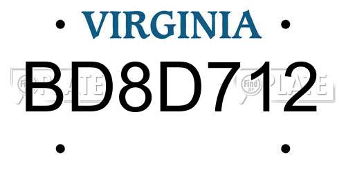 BD8D712 Virginia License Plate