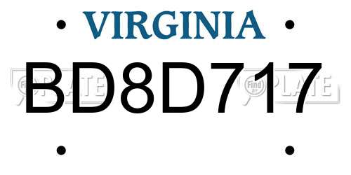 BD8D717 Virginia License Plate