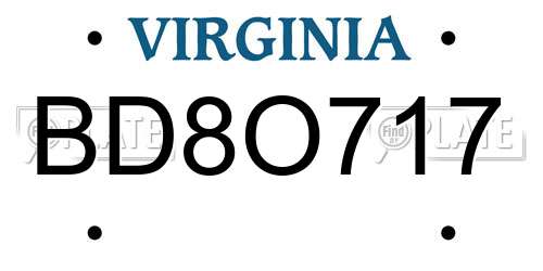 BD8O717 Virginia License Plate