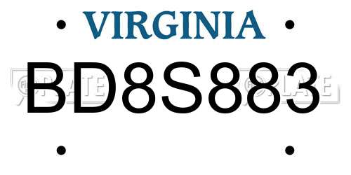 BD8S883 Virginia License Plate