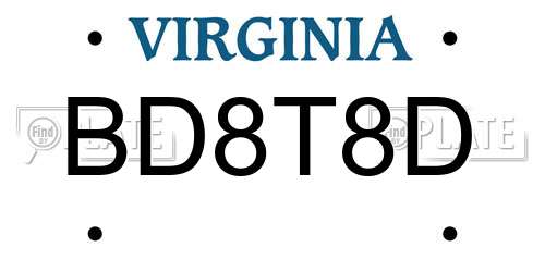 BD8T8D Virginia License Plate