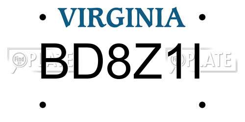 BD8Z1I Virginia License Plate