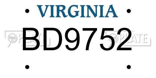 BD9752 Virginia License Plate