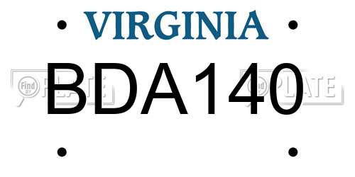 BDA140 Virginia License Plate