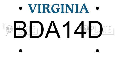 BDA14D Virginia License Plate