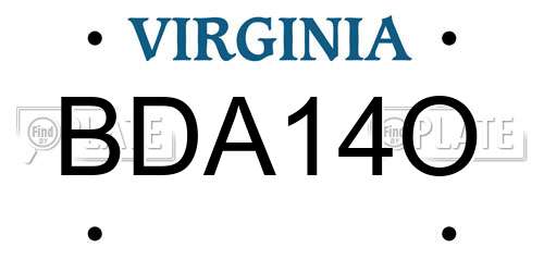 BDA14O Virginia License Plate