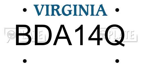 BDA14Q Virginia License Plate