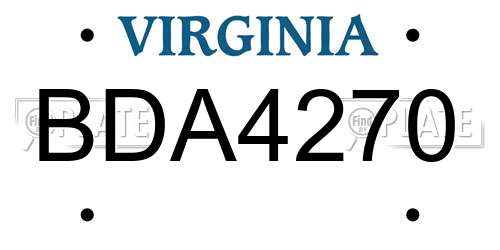 BDA4270 Virginia License Plate