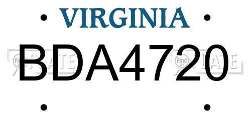 BDA4720 Virginia License Plate