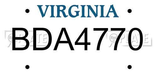 BDA4770 Virginia License Plate