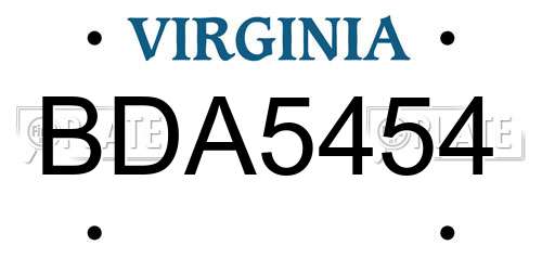 BDA5454 Virginia License Plate