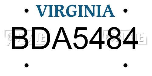 BDA5484 Virginia License Plate