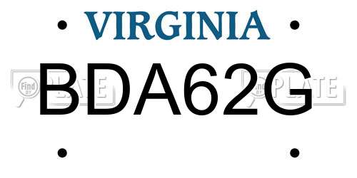 BDA62G Virginia License Plate