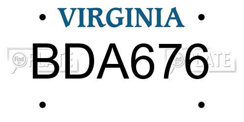 BDA676 Virginia License Plate