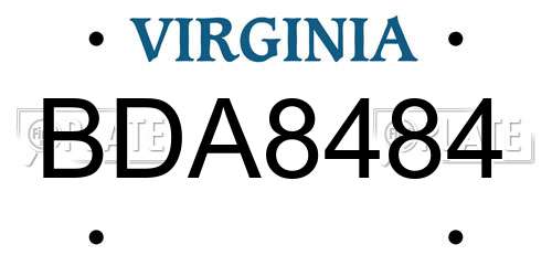 BDA8484 Virginia License Plate